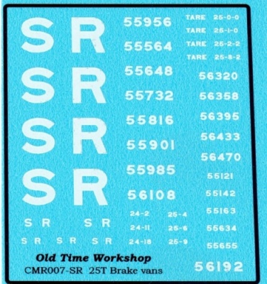 Old Time Workshop CMR007-SR  SR  25T Brake Van Transfers