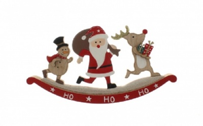 Festive 29cm Wooden Red/White Santa on a Rocking Frame P039514
